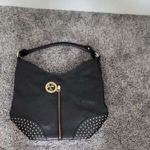 Versace Black Hobo Bag with Gold Accents